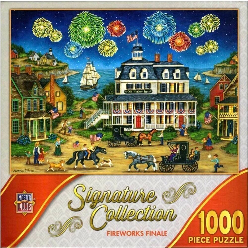 Master Pieces Fireworks Finale 1000 pc Jigsaw Puzzle, USED, tape on box